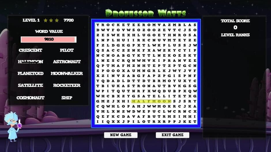 Professor Watts Word Search: Space Voyage screenshot 2