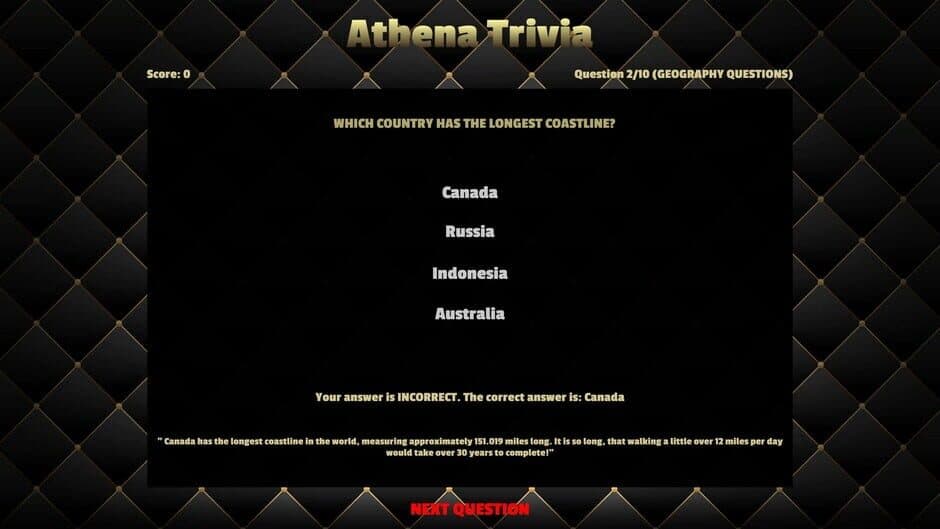 Athena Trivia screenshot 1