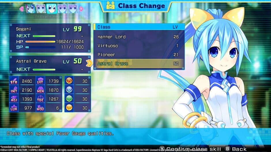 Superdimension Neptune VS Sega Hard Girls - Segami's Astral Brave screenshot 2