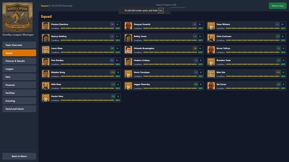 Sunday League Manager: Horse and Spoon screenshot 1
