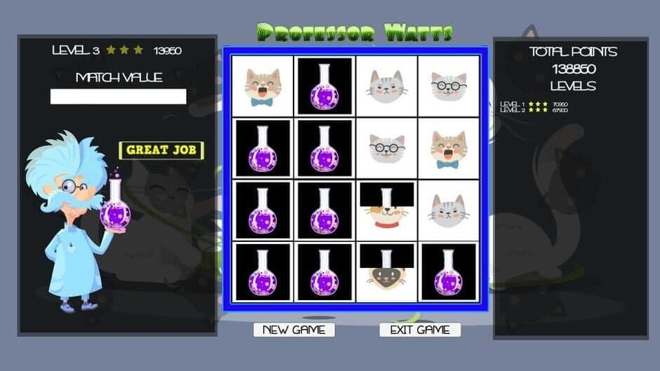 Professor Watts Memory Match Cats screenshot 4