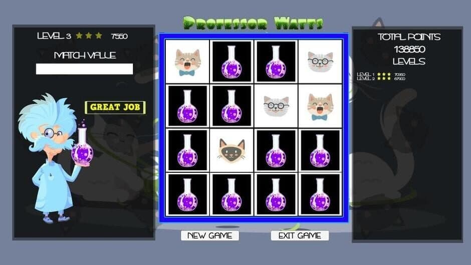 Professor Watts Memory Match Cats screenshot 1