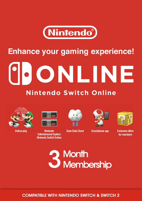 Nintendo Switch Online 3 Months Membership Switch & Switch 2 (Europe & UK)