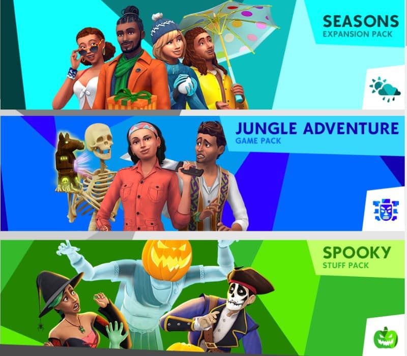 The Sims 4 Bundle - Seasons + Jungle Adventure + Spooky Stuff DLC